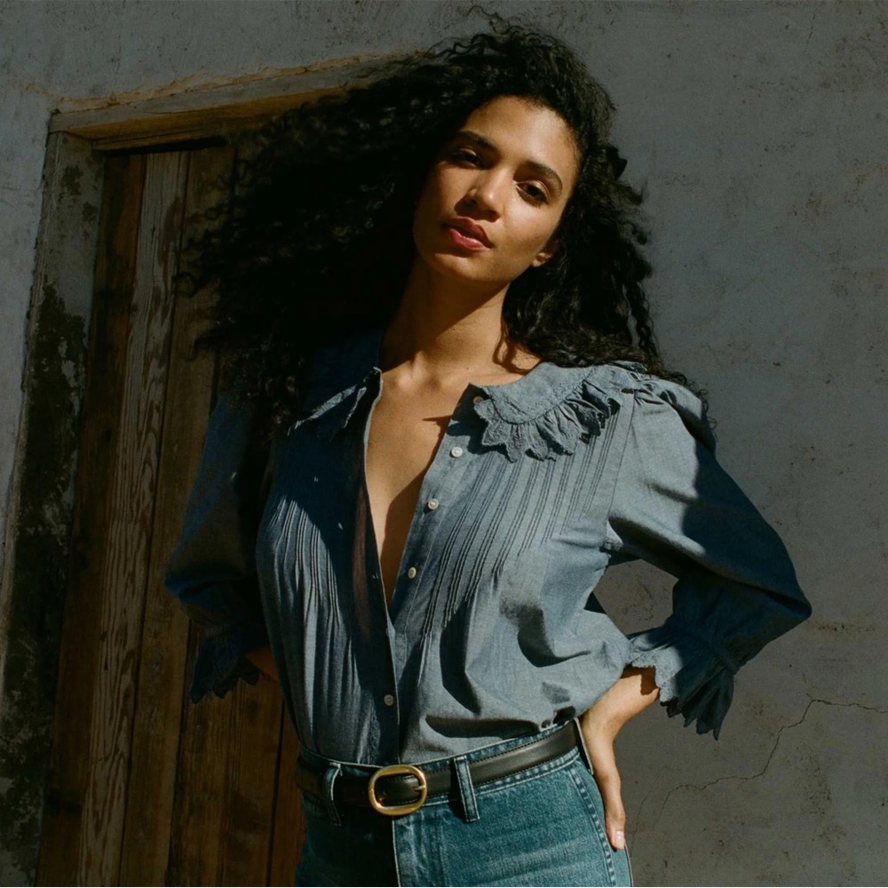 NWT Doen Hickory Top in blue chambray